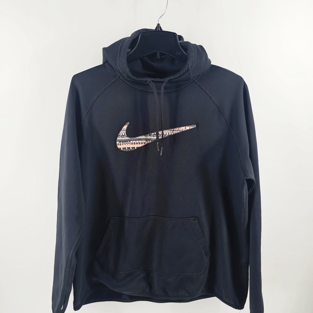 Nike Hoodie Men XL Black Therma-FIT Pullover Graphic Swoosh